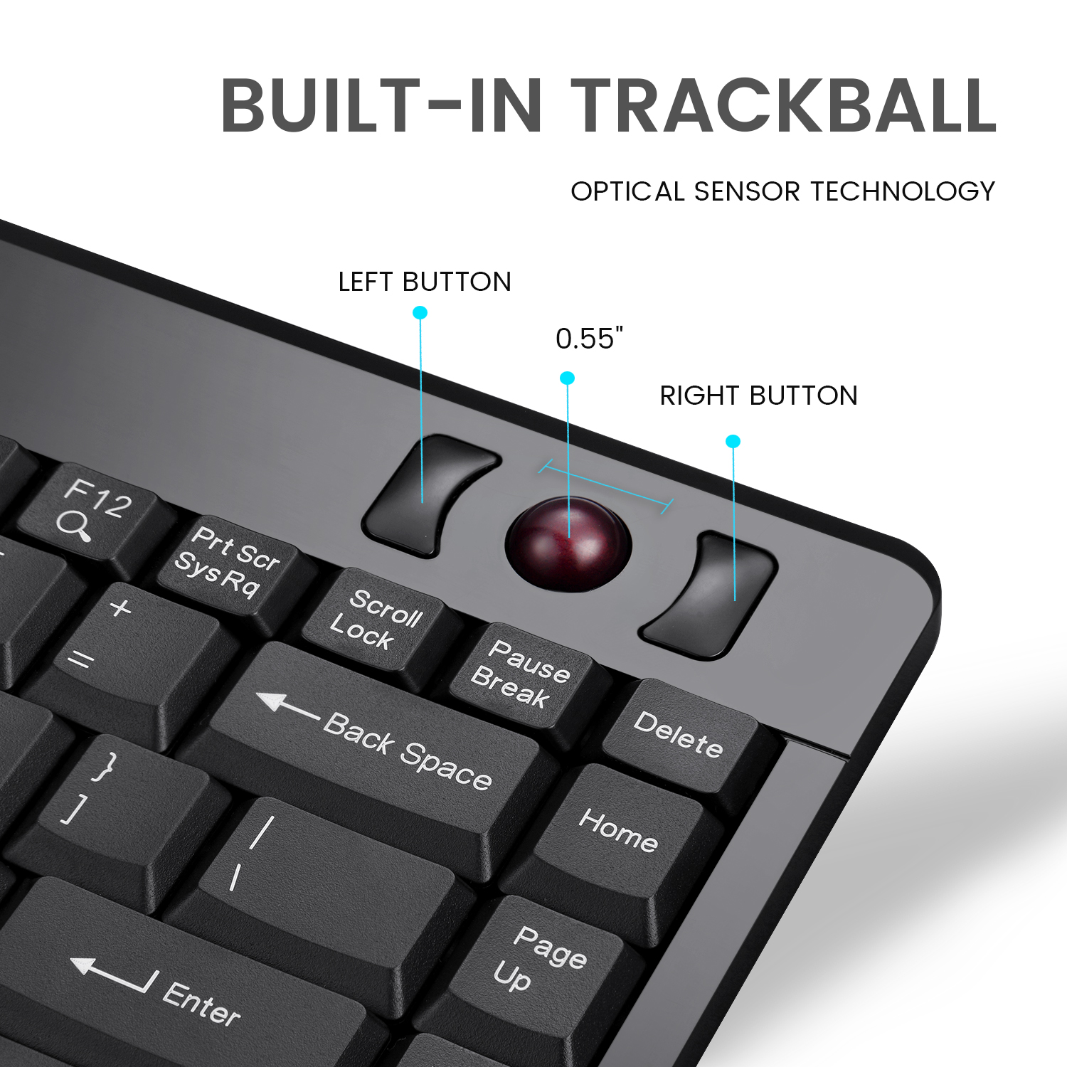  KEYBOARD WITH INTEGRATED TRACKBALL AND LEFT/RIGH CLICK