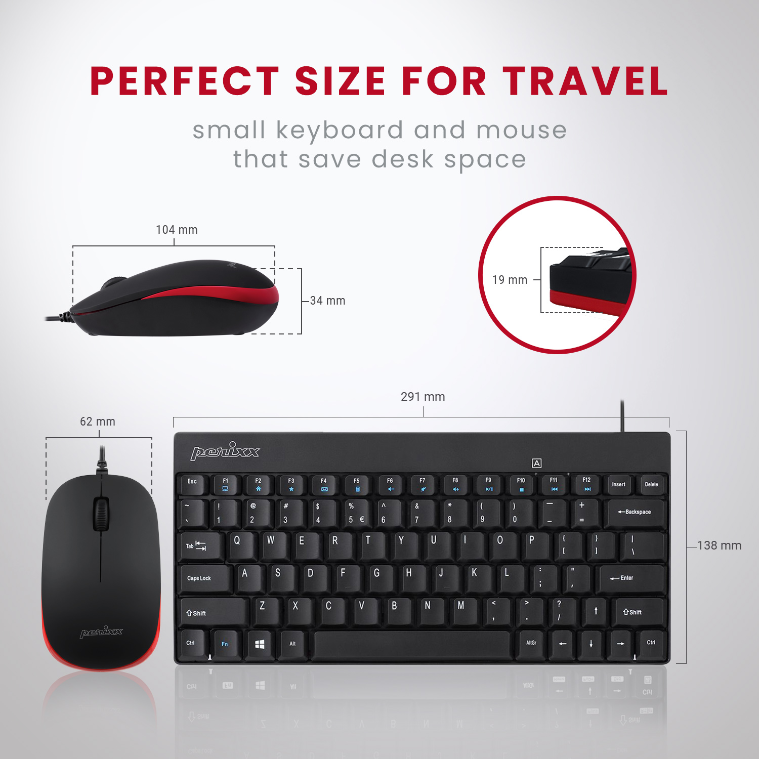 Wired Mini Keyboard and Mouse Set